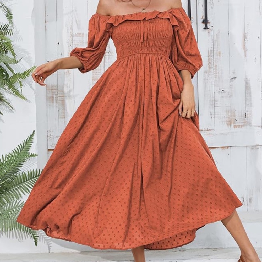 Burnt orange boho dress